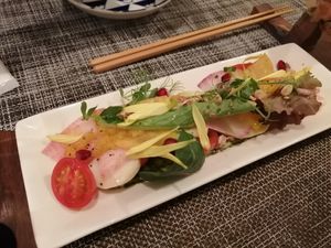 Smoked cheese salad at Saido in Tokyo