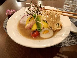 Vegan miso w/faux egg at Saido in Tokyo