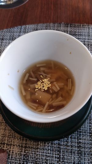 Gold mushroom soup at Saido in Tokyo