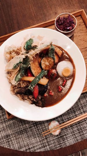 Curry with vegan egg  at Saido in Tokyo
