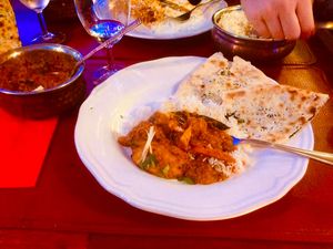 Vegan dish with Vindaloo sauce at Royal India in Ghent