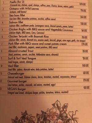 menu at Çoko in Tirana