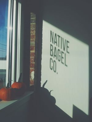 Window at Native Bagel Company in Berea