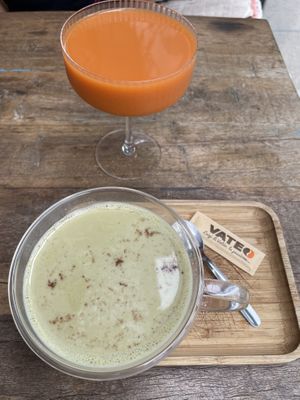 Matcha latte with oat milk  at Peanut's Café in Sainte-maxime