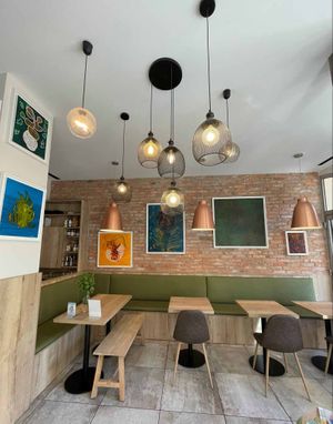 Our cosy air-conditioned cafe (Dogs welcome) at Peanut's Café in Sainte-maxime