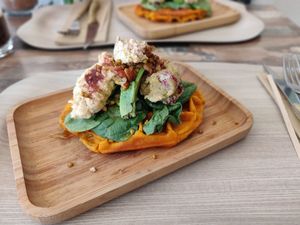 Sweet potato waffle! :-) at Peanut's Café in Sainte-maxime