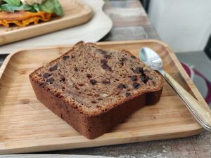 Banana and chocolate cake ◉‿◉ at Peanut's Café in Sainte-maxime