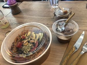 Saad and chocolate mousse  at Peanut's Café in Sainte-maxime