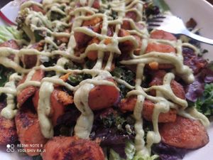 Roasted Roots with Extra Hempseed-Ranch at Sita's Kitchen  in Trinidad