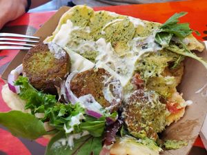 Falafel pita at Sita's Kitchen  in Trinidad