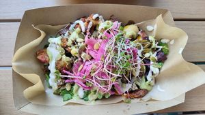 Loaded sweet potato at Sita's Kitchen  in Trinidad