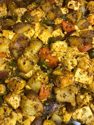 Tofu hash  at Sita's Kitchen  in Trinidad