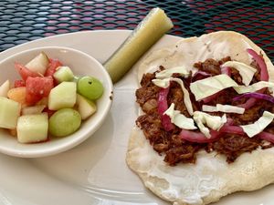 Jackfruit on pita at Sita's Kitchen  in Trinidad