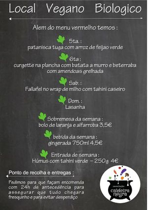 weekly menu pt at Associação Caldeira Negra - Food Truck in Lagos