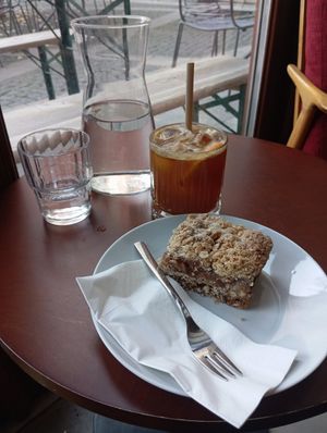Espresso tonic and apple pie at Konvikt in Olomouc