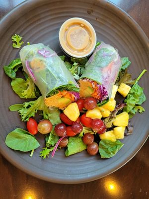 Hummus avocado roll with peanut soy sauce at Nancy's Sky Garden in Austin