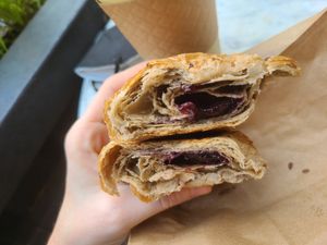 Vegan blueberry croissant at Jack's Stir Brew Coffee - Tribeca in New York City