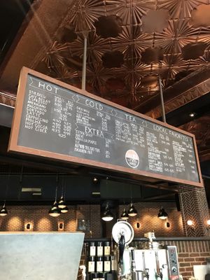 Menu board  at Jack's Stir Brew Coffee - Tribeca in New York City