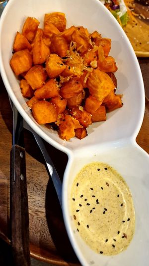 Garlic sweetpotato cubes at Pure Vegan Heaven in Koh Samui
