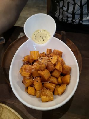 Garlic sweet potatoes at Pure Vegan Heaven in Koh Samui