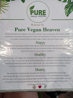 Menu at Pure Vegan Heaven in Koh Samui