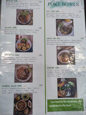 Menu at Pure Vegan Heaven in Koh Samui