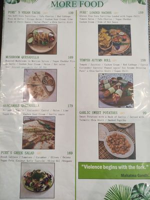 Menu at Pure Vegan Heaven in Koh Samui