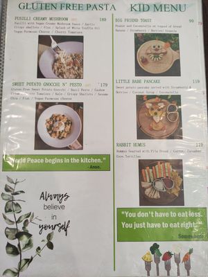 Menu at Pure Vegan Heaven in Koh Samui