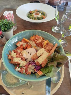 Bbq jackfruit bowl+ extra tempeh (extra 30 THB) and gnocchi at Pure Vegan Heaven in Koh Samui