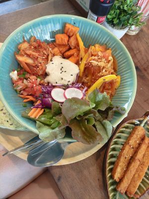 Bbq jackfruit bowl+ extra tempeh (extra 30 THB) at Pure Vegan Heaven in Koh Samui