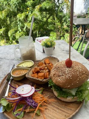 Vegan burger  at Pure Vegan Heaven in Koh Samui