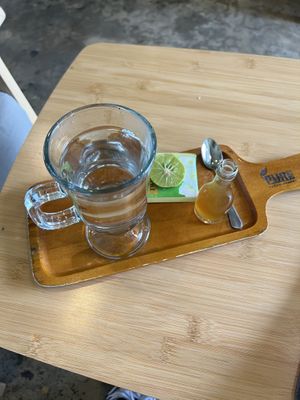 Tea came with coconut nectar to sweeten   at Pure Vegan Heaven in Koh Samui