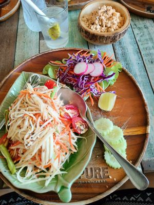 Papaya salad at Pure Vegan Heaven in Koh Samui