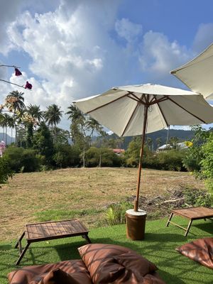 Outside seating  at Pure Vegan Heaven in Koh Samui