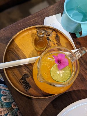 Ginger, turmeric lemonade with coconut nectar at Pure Vegan Heaven in Koh Samui