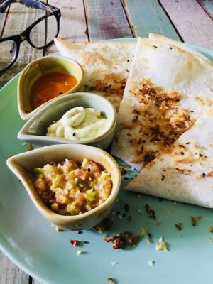 Mushroom and vegan mozzarella Quesiladas at Pure Vegan Heaven in Koh Samui