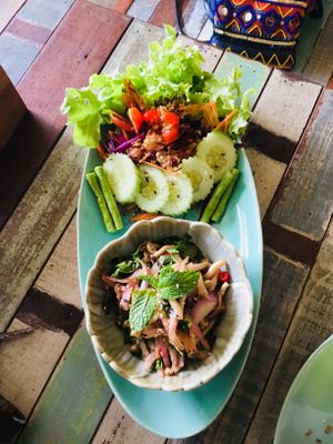 Mushroom Larb with yummy salad at Pure Vegan Heaven in Koh Samui