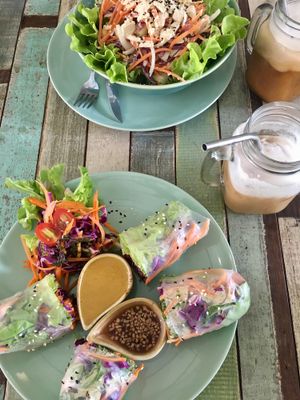 Feta salad and rolls  at Pure Vegan Heaven in Koh Samui