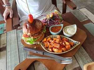 Burger at Pure Vegan Heaven in Koh Samui