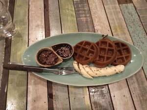 Sweet potato waffles. at Pure Vegan Heaven in Koh Samui