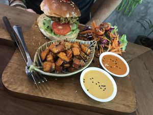 Vegan burger at Pure Vegan Heaven in Koh Samui