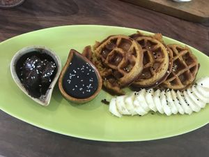 Waffles at Pure Vegan Heaven in Koh Samui
