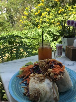 Burrito and Mango&PassionFruit Smoothie 😍 at Pure Vegan Heaven in Koh Samui