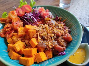 Smoky BBQ with jackfruit at Pure Vegan Heaven in Koh Samui
