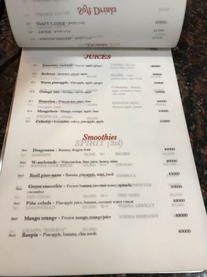 Menu at The Sky Over Dalat in Da Lat