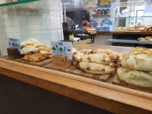The 2 vegan options at La Fábrica - Empanadas Argentinas - Carrer del Call in Barcelona