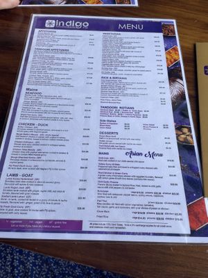 Newest menu - November 2022  at Indigo in Nadi