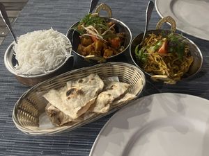 Jackfruit curry and aloo bhaigan, rice and roti  at Indigo in Nadi