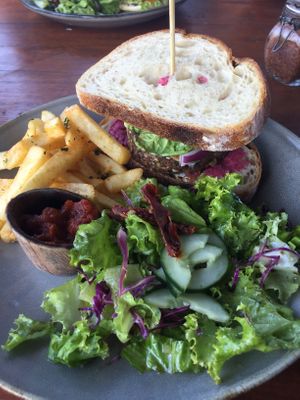 vegan burger  at Shelter Cafe in Seminyak