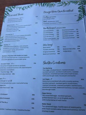 Menu  at Shelter Cafe in Seminyak
